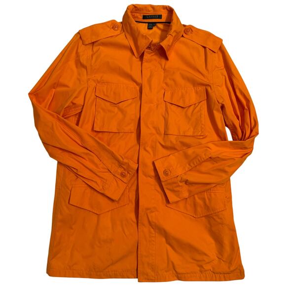 Lauren Ralph Lauren Women's Orange Rain/Field Jacket Size L Button Down - Picture 1 of 5